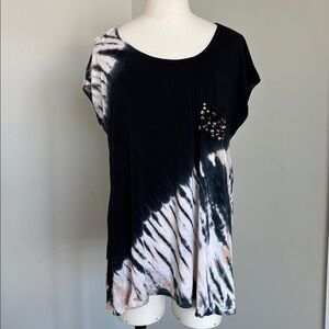 Ava James Tie Dye Jewelled Pocket Tee Size L